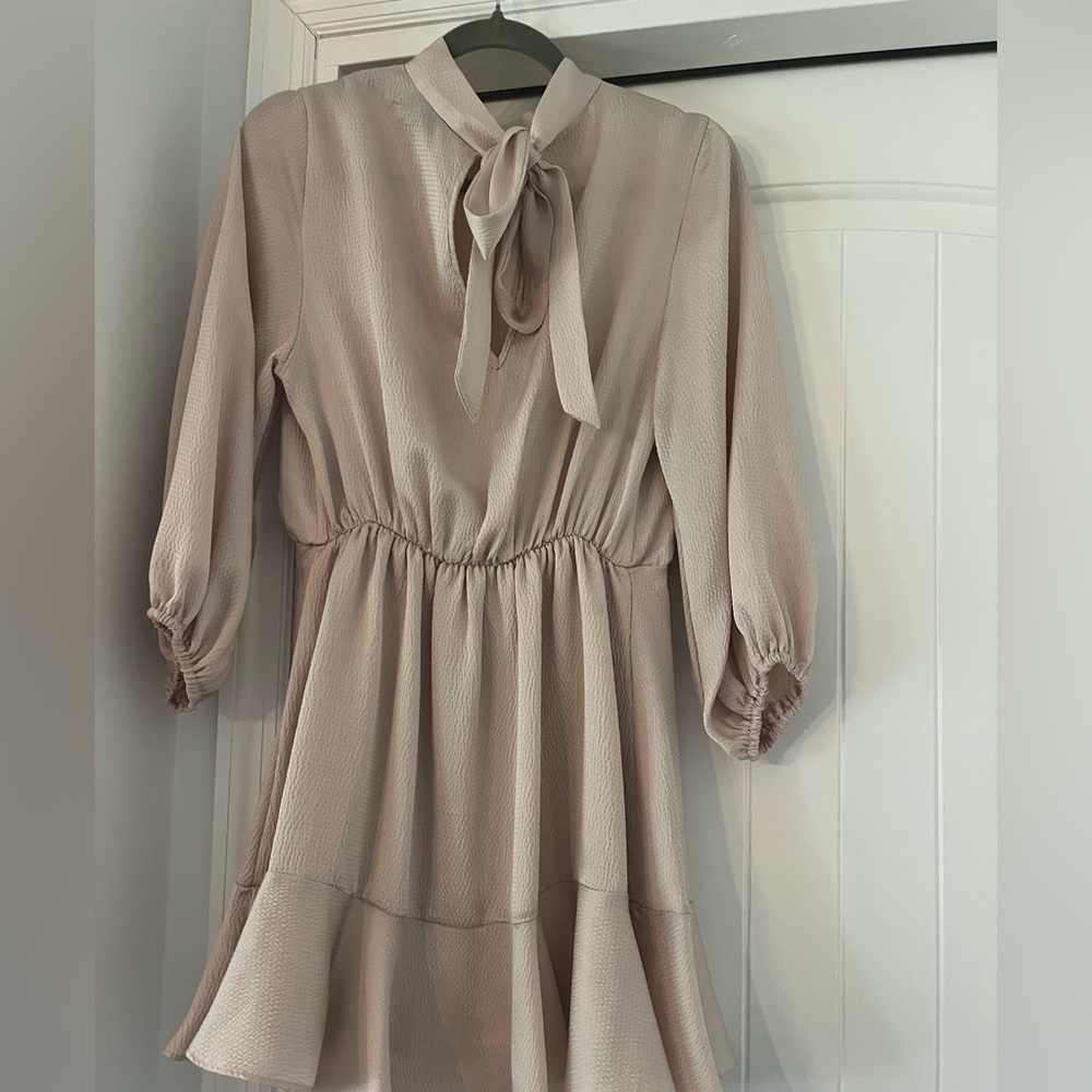 Vici Blush Long Sleeve Dress with Bow